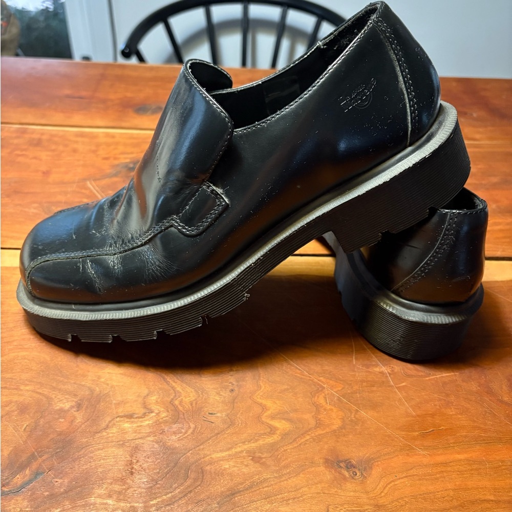 Y2K Dr. Marten's Chunky Square Toe Loafers Slip On Men's Black 90s Size 9 Grunge
